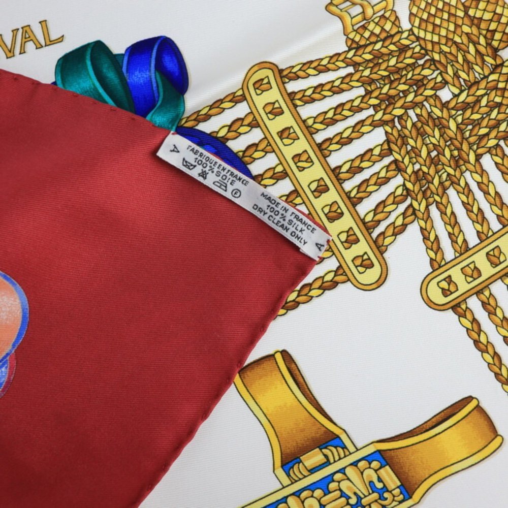 HERMES Hermes Les Rubans Du Cheval Horse Ribbon Carre 90 Scarf Silk Bordeaux ... - Picture 6 of 7